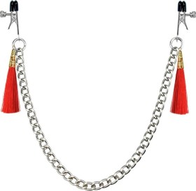 Štipaljke za bradavice sa lancem i crvenom kićankom LVTOY00309-5